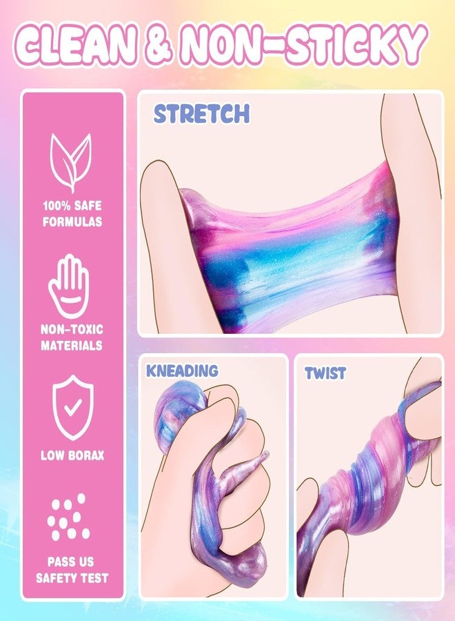 Uzoxlsn 100 Pack Unicorn Theme Slime Party Favors Supplies, Unicorn Slime Bulk, Birthday Goodie Bag Stuffers, Stockings & Basket Filler, Treat Bags for Girls Boys, Non-Sticky Kit for Kids, Classroom Reward - Image 4